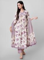 Pure Cotton Lilac Festival Wear Printed Readymade Salwar Suit